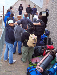 The students gather with their gear at the Albany Pumping Station prior to boarding.
