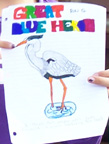 Riki's illustration of a great blue heron.