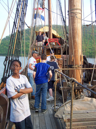 Some of the crew relaxes and takes in the scenery.