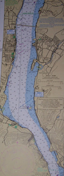 A modern nautical chart showing this section of the Hudson.
