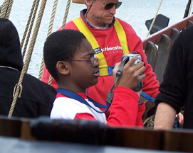 Jamar tries out the ship's camera.