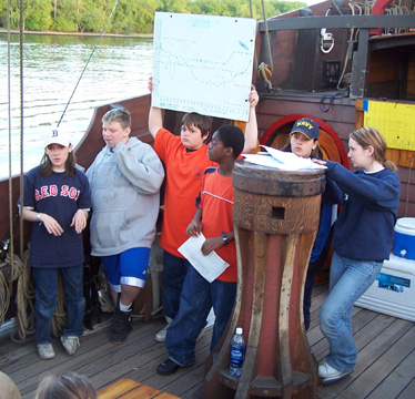 The water team gathers around the capstan.