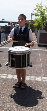 A student snare drummer.