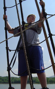 Bryan surveys the horizon while standing in the rig.