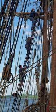 Mr. Weisse follows Kiera and Ginny into the rig.