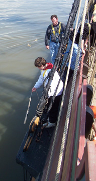 Daymien uses a lead line on the channel.