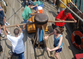 Students walk the capstan.