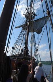 Setting the fore course.