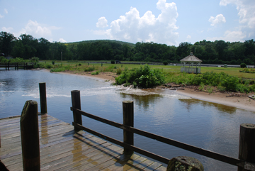 Runoff streams into the Connecticut River following a torrential storm.