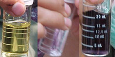 Closeups of a titration test in action.