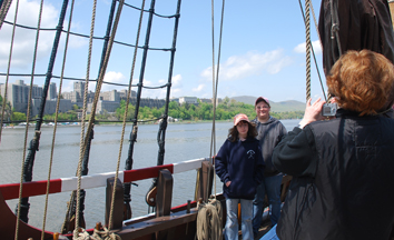 Mrs. Mahigian snaps a photo of Casey & Mary in front of West Point.