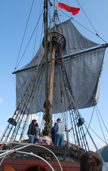 Dousing the fore course.