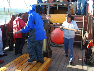 Students walk the capstan.