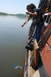 Kristie uses a Van Dorn sampler on the main channel.