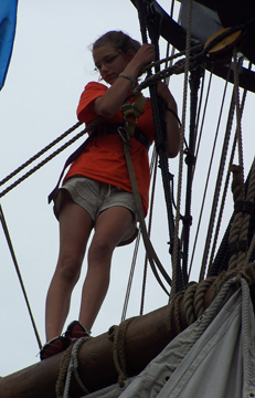 Loren stands on the main yard.