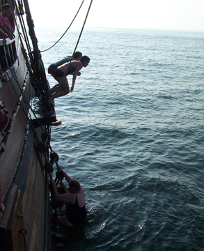 Ms. Robinson joins Ms. Johnsen for a second leap.