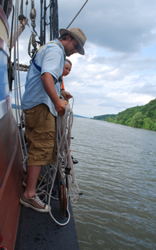 Alex and Nick take soundings from the fore channel.