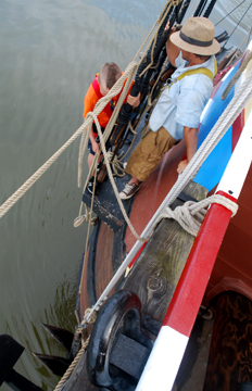 Alex and Nick let fall the anchor.