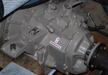 The ship's new transmission, donated by Peckham Materials.