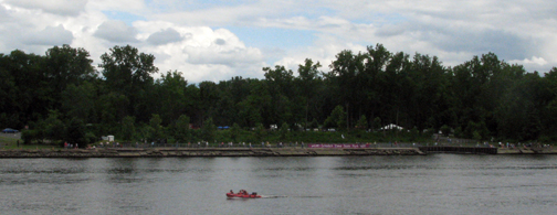 Crowds present a welcome banner at Schodack Island State Park.