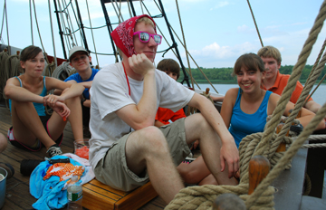 Mr. Boudreau amuses the students with his "Jackie O" look.