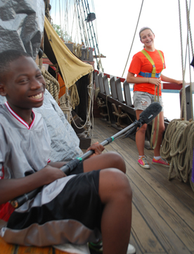 "Boomer" Deniro works the mic on a shot of Abby at the rail.