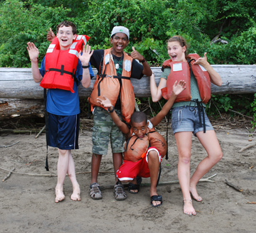 Jack. Jason, Tahari, and Abby have fun on the beach.