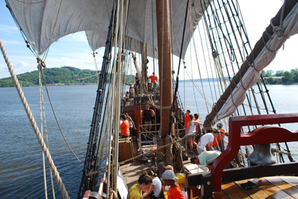 A full deck as the crew enjoys sailing south past Athens.