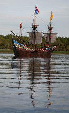 The Half Moon under sail in Athens Channel.