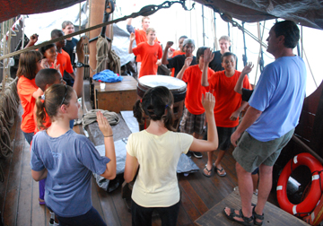 Mr. Linehan gets the students to boogie down.