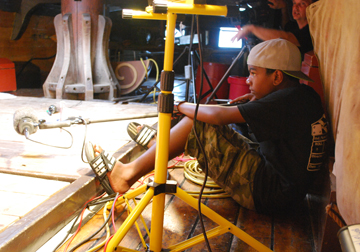 Jason mans the boom mic.