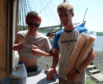 John Boudreau shows off his belly.