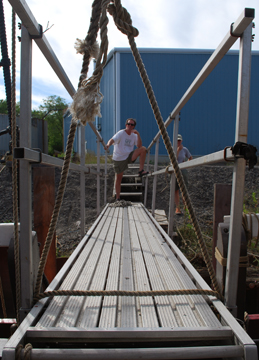 Steve Linehan hangs out at the end of the gangway.