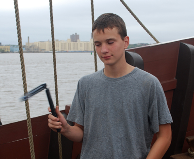 Josh uses the sling psychrometer.