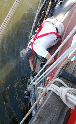 Doug releases the anchor.