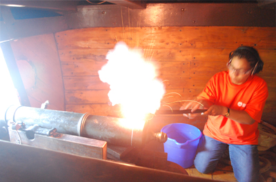 Lydia fires the stern chaser.