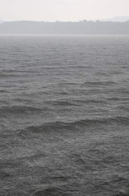 Rain falls on Newburgh Bay.