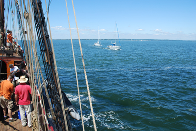 The Half Moon crosses a tidal boll.